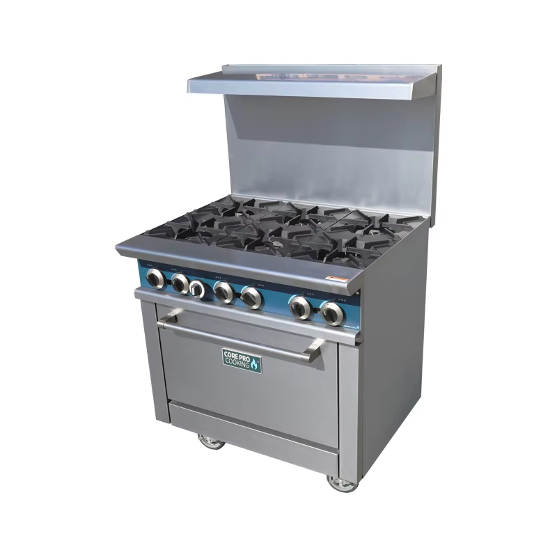 Commercial Kitchen Equipment - Commerciële keukenapparatuur Vrijstaande roestvrijstalen 6-branders kookbereiken