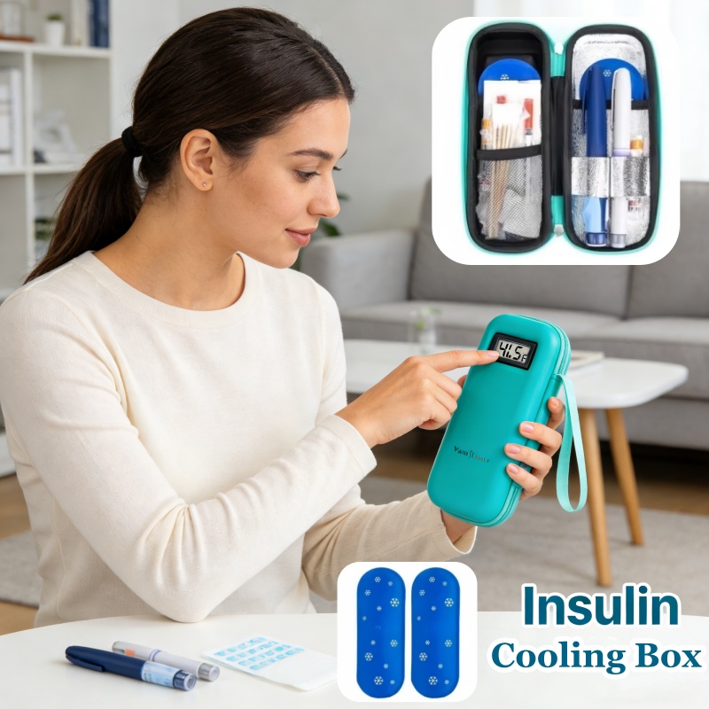 Refrigerated Display Case - Insulinekoeler Reisetui Draagbare koelkast Real-time temperatuurweergave