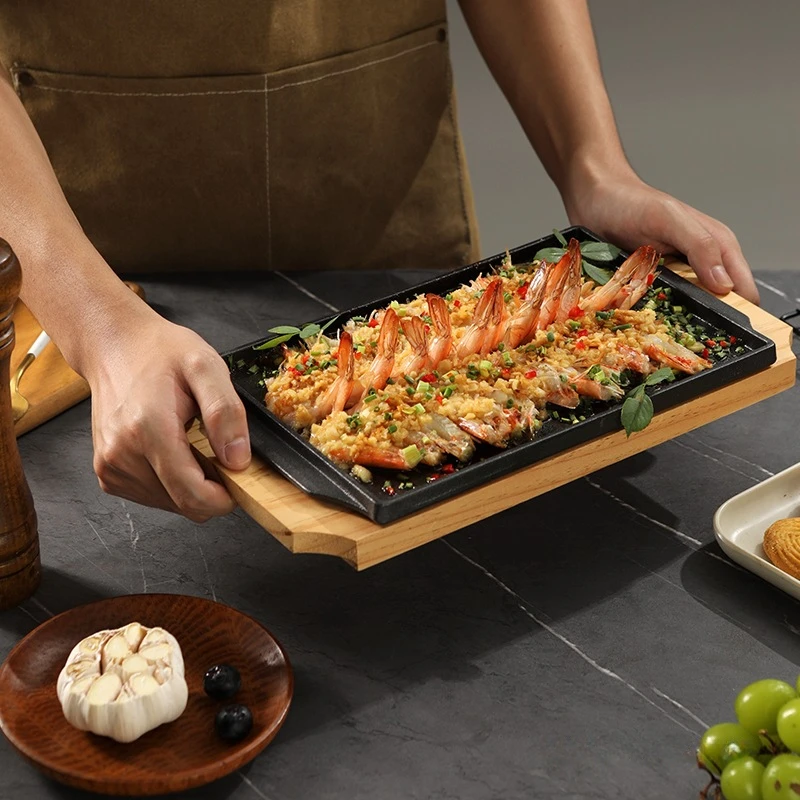 Teppanyaki Grill Table - Gietijzeren rechthoekige restaurant barbecueplaat, steak-sizzleplate, hete